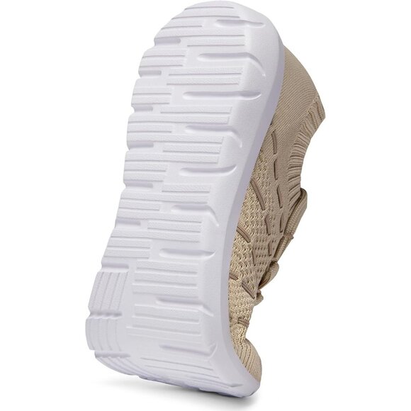 Women Beige Running Breathable Knitting flexible Mesh Sports Shoes Sneakers - Picture 3 of 6